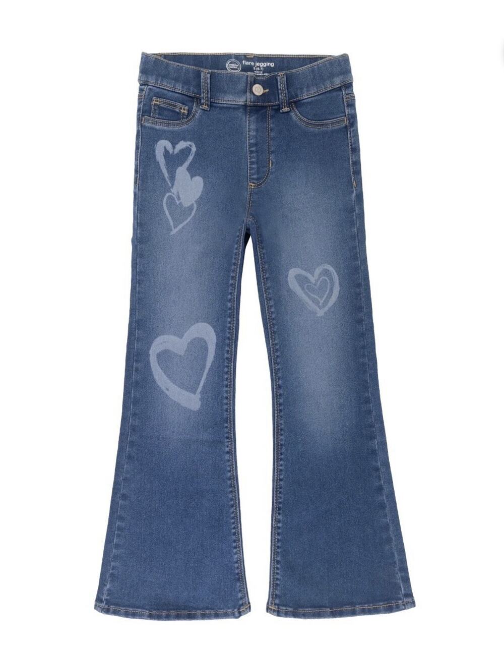 Girls flare leg jeans with cute heart design NWT